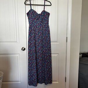 ASU Wish Women's Dress XL Floral Spaghetti Strap Ankle-Length Cut-Out Tie Flowin